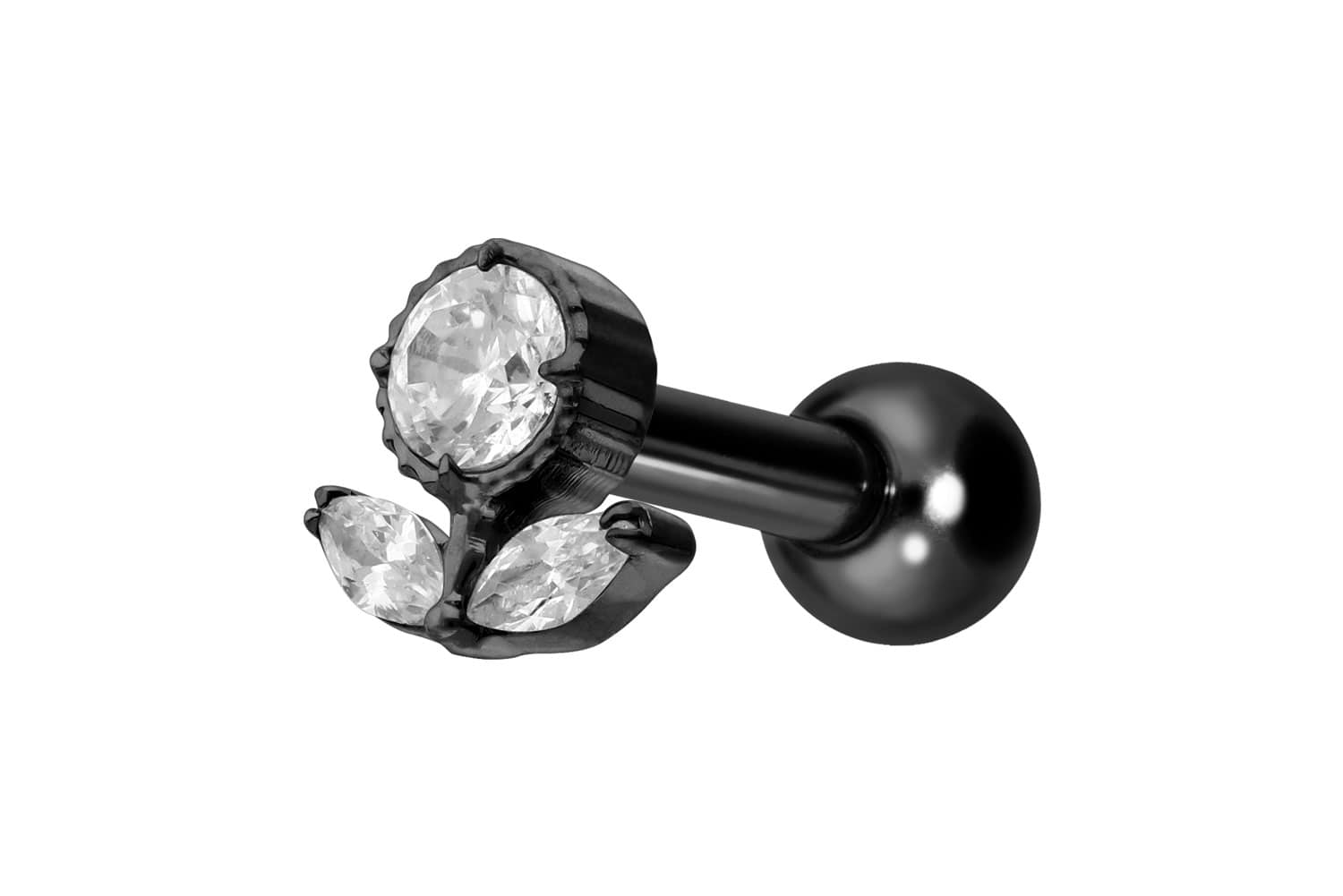 Titan Ohrpiercing mit Innengewinde KRISTALLBLUME